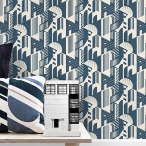 Mini Moderns Bauhaus Washed Denim wallpaper