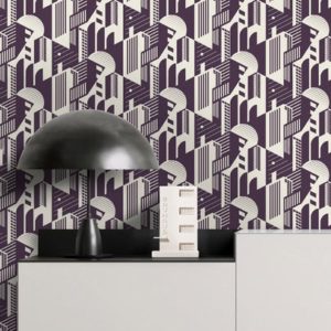 Mini Moderns Bauhaus Winter Plum wallpaper
