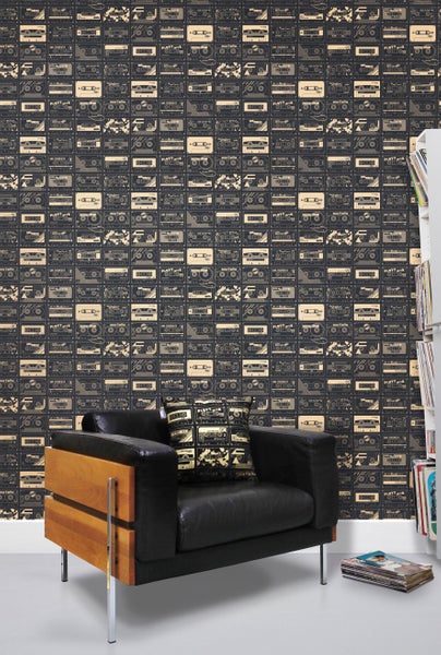 Mini Moderns C-60 Chalkboard and Gold wallpaper