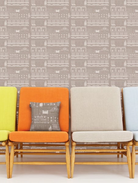 Mini Moderns Do You Live in a Town? Weathered Cedar wallpaper