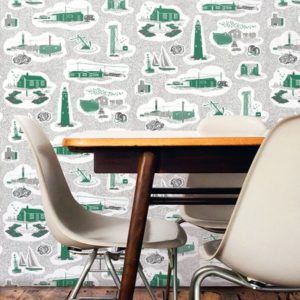 Mini Moderns Dungeness Coach Emerald wallpaper