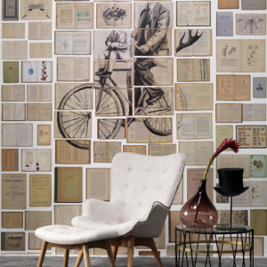 nlxl Man on bicycle wallpaper mural 3 drops EKA-03 by Ekaterina Panikanova