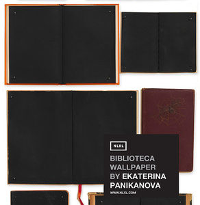 nlxl Books black wallpaper roll of wallpaper 2 drops EKA-06 by Ekaterina Panikanova