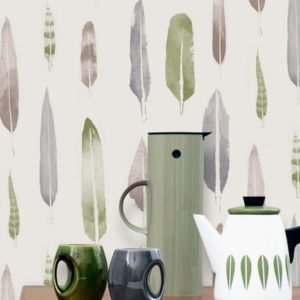 Mini Moderns Feathers British Lichen wallpaper