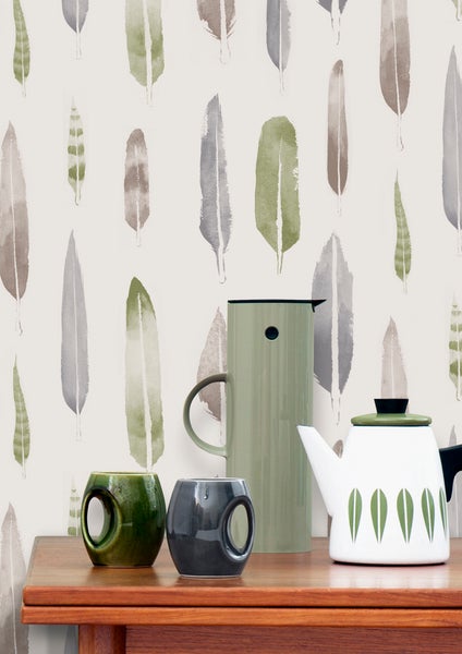 Mini Moderns Feathers British Lichen wallpaper