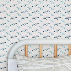 Mini Moderns Gulls Washed Denim wallpaper