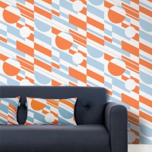 Mini Moderns P.L.U.T.O Tangerine Dream and Silver wallpaper