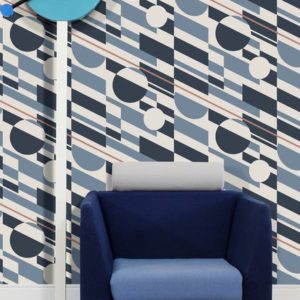 Mini Moderns P.L.U.T.O Washed Denim and Copper wallpaper