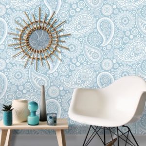 Mini Moderns Paisley Crescent Chalkhill Blue wallpaper