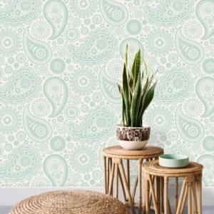 Mini Moderns Paisley Crescent Pale Verdigris wallpaper