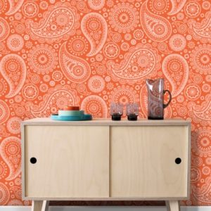 Mini Moderns Paisley Crescent Tangerine Dream wallpaper