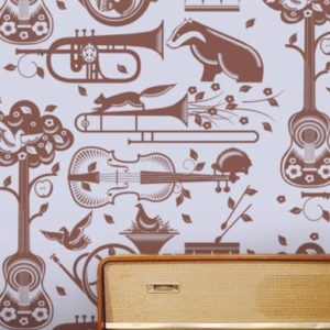 Mini Moderns Pet Sounds Heather and Bitter Chocolate wallpaper