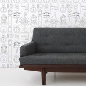 Mini Moderns Tick Tock Snow wallpaper