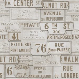 Mind The Gap Vintage Signs Taupe wallpaper