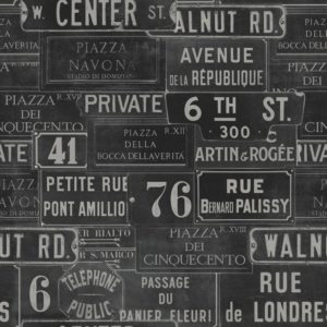 Mind The Gap Vintage Signs Anthracite wallpaper