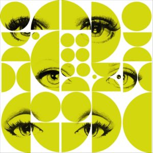 Mind The Gap Eyes and circles lime wallpaper