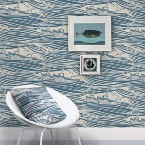 Mini Moderns Whitby Washed Denim wallpaper