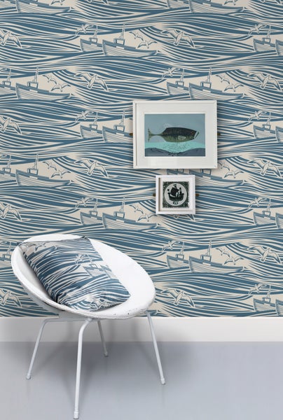 Mini Moderns Whitby Washed Denim wallpaper