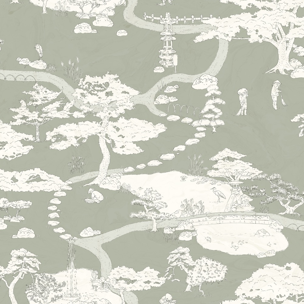 Sandberg Wallpaper Nippon Kenrokuen green