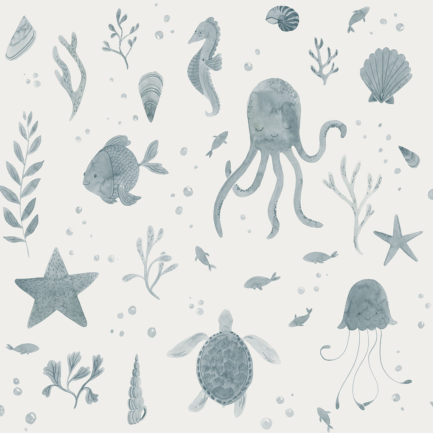 Sandberg Wallpaper Familj II Della ocean blue
