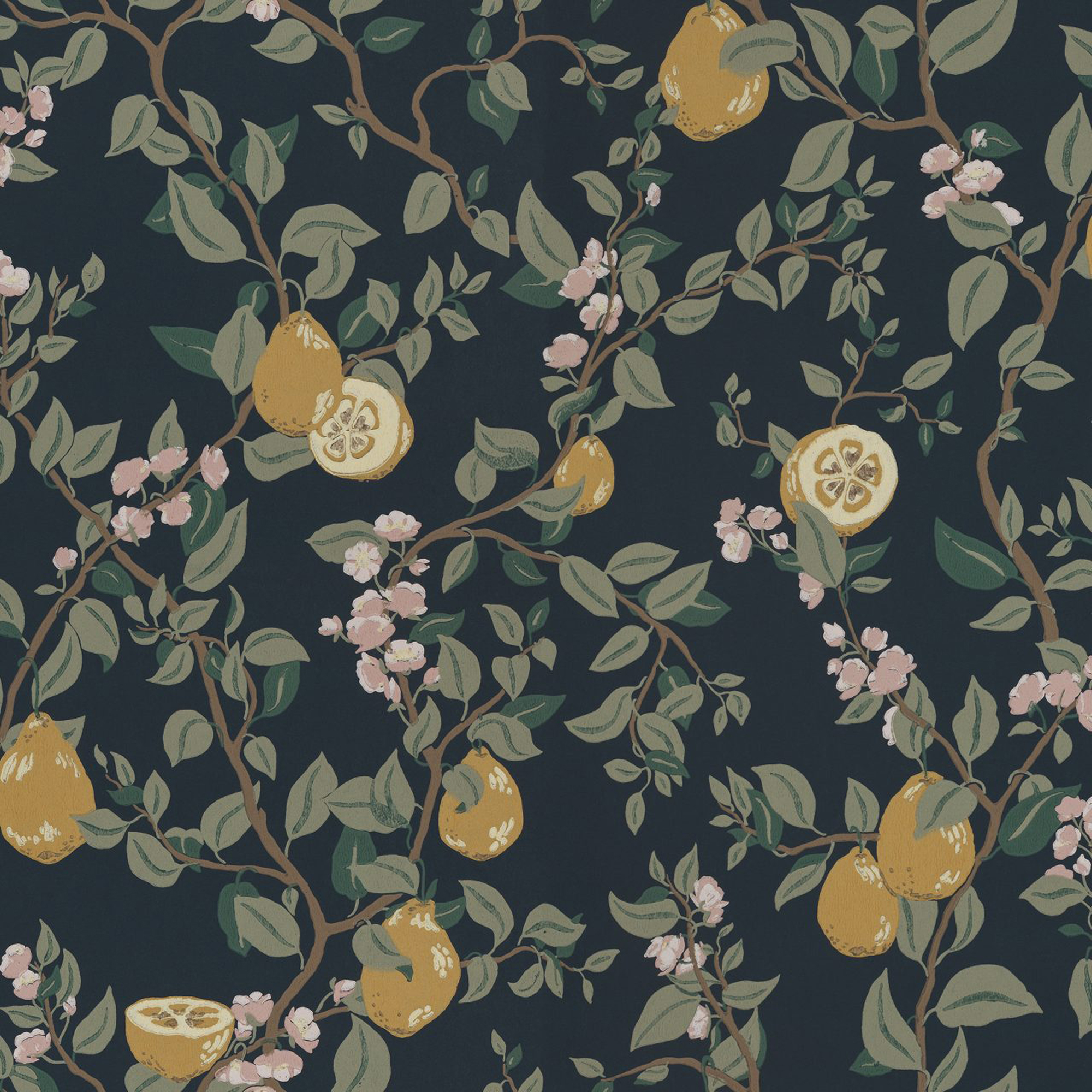 Sandberg Wallpaper Arboretum Kvitten dark blue