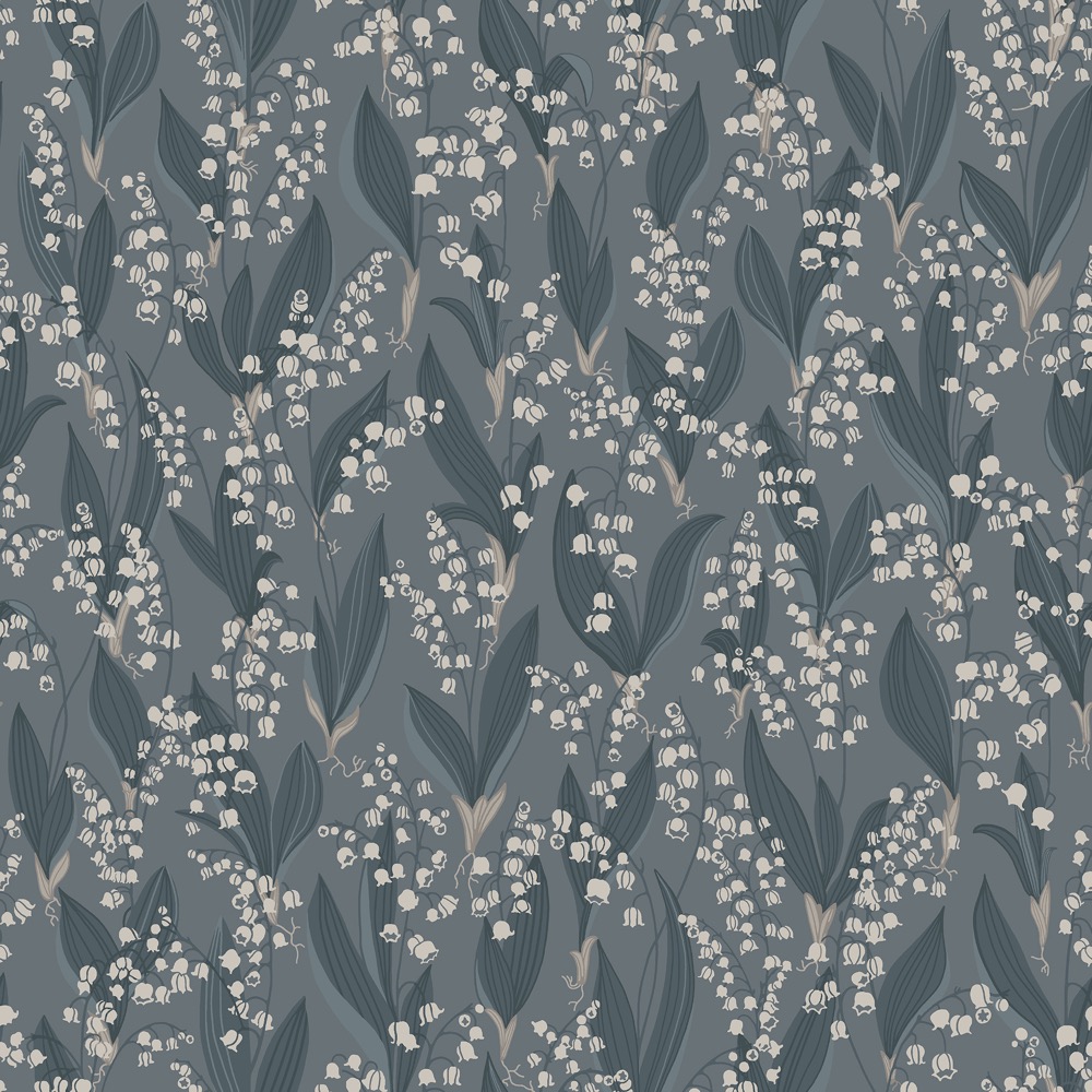 Sandberg Wallpaper Kolonin Liljekonvalj indigo blue