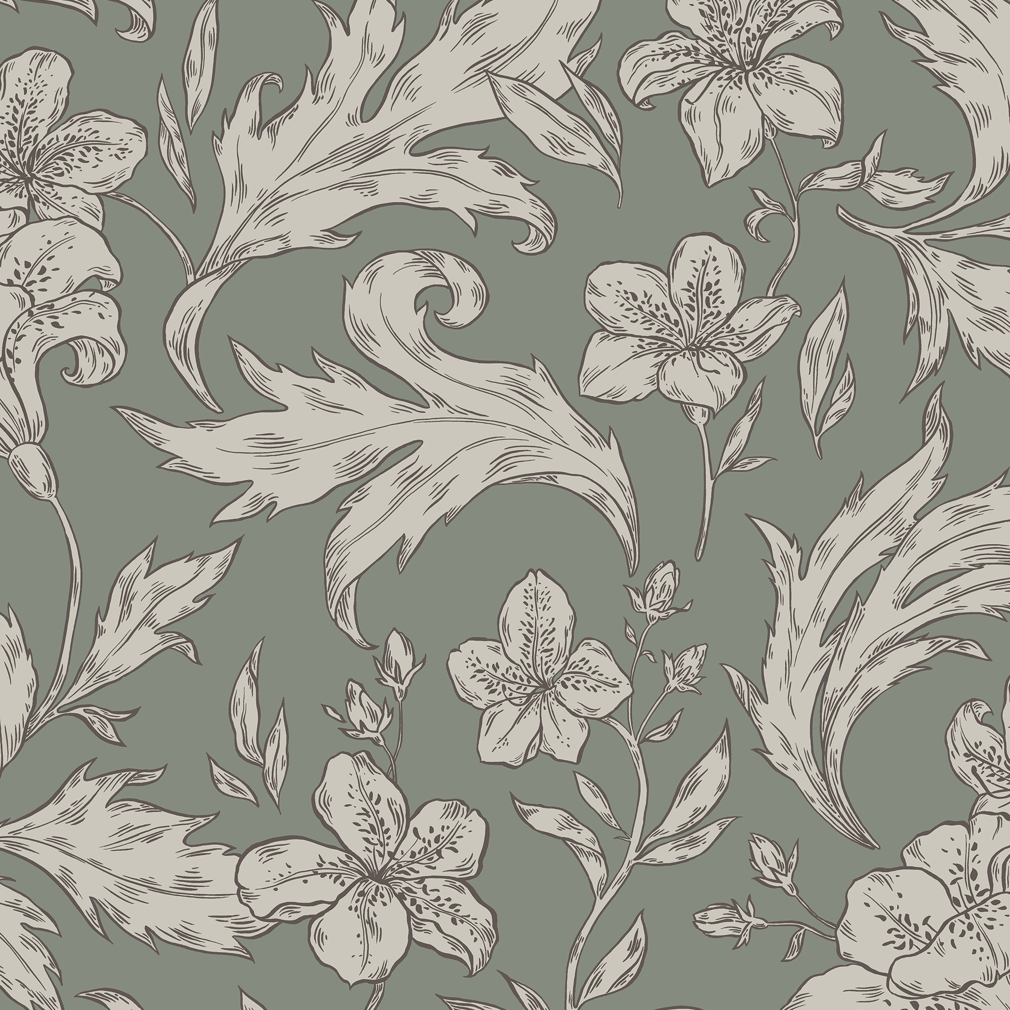 Sandberg Wallpaper Ett Hem Karin forest green