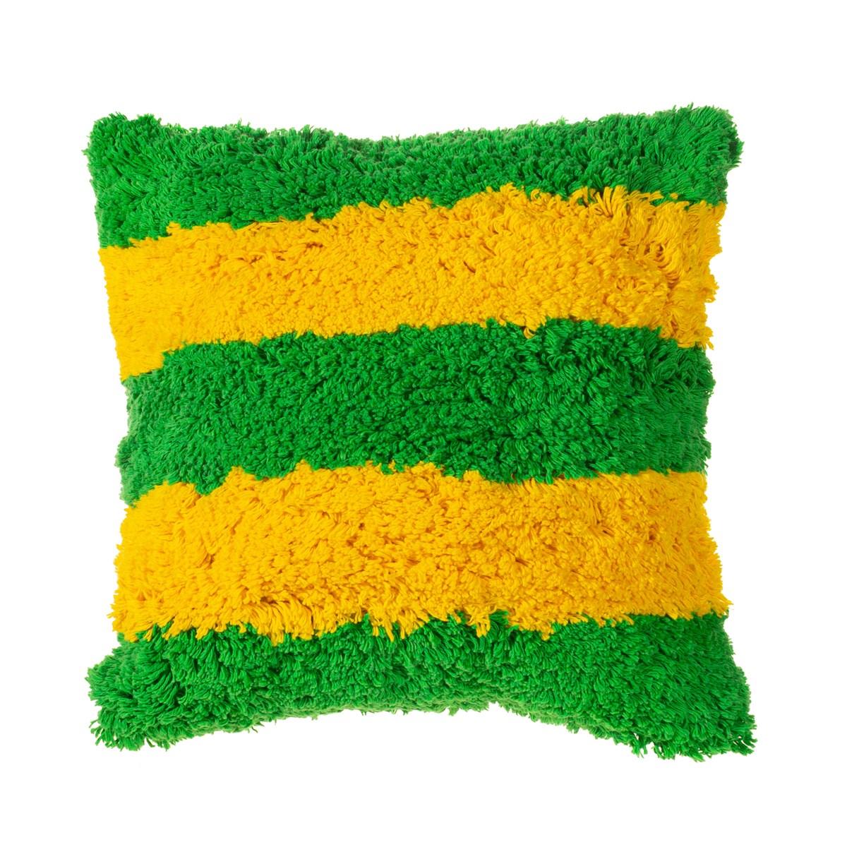 Sass & Belle Tufted Stripe Cushion Green and Yellow
