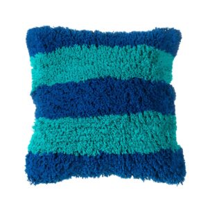 Sass & Belle Tufted Stripe Cushion Turquoise and Blue