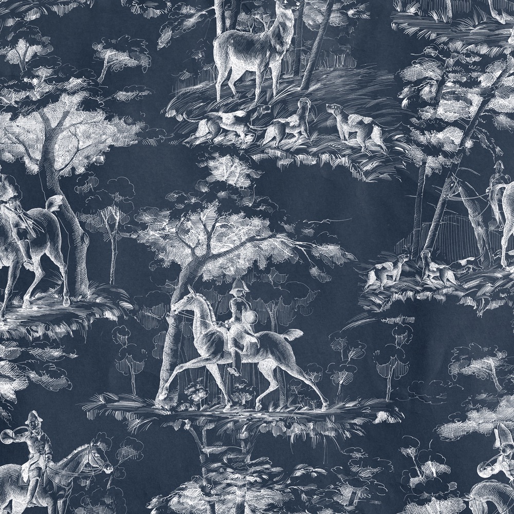 nlxl Blue La chasse Blue Wallpaper roll of wallpaper MRV-56 Blue by Mr & Mrs Vintage