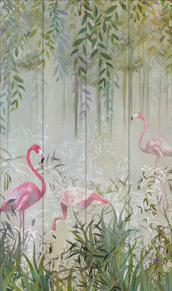 nlxl Flamingo Wallpaper 4 Drops mural UON-03-4 by UON