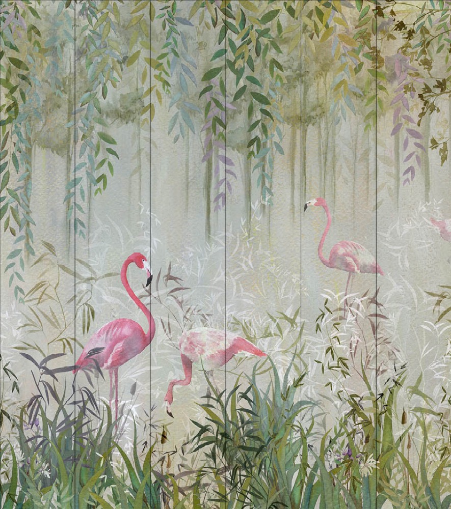 nlxl Flamingo Wallpaper 6 Drops mural UON-03-6 by UON