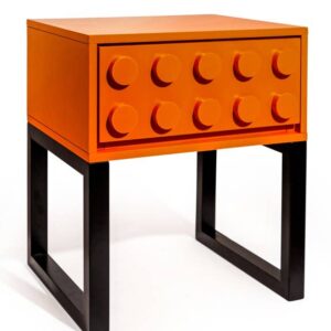 Orange Block Solid Wood Single Drawer Bedside Table