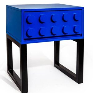 Blue Block Solid Wood Single Drawer Bedside Table